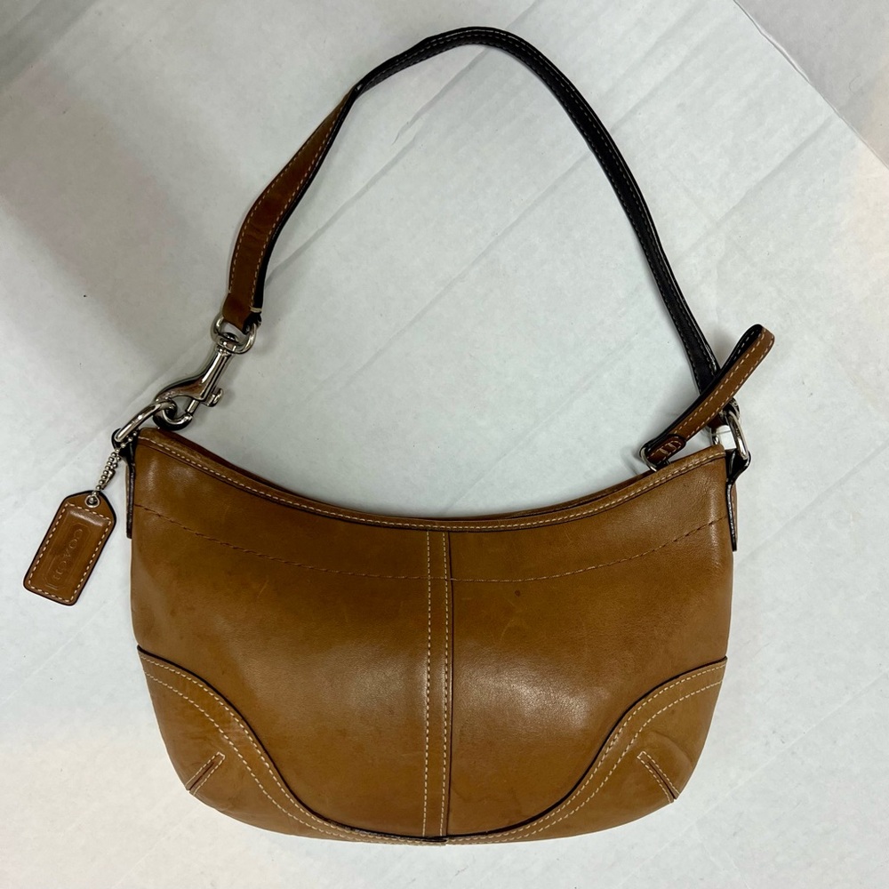 COACH Soho Mini Hobo Camel Tan Leather Crescent Y2K Shoulder Bag 4283 - Picture 2 of 10